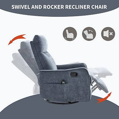 KWPZQEB Swivel Recliner Chair with Heat Massage Manual