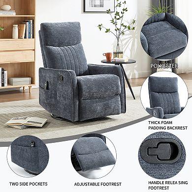 KWPZQEB Swivel Recliner Chair with Heat Massage Manual