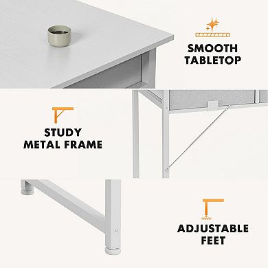 YIORTWO Small Computer Desk with Storage Bag & Hook, Home Office Writing Desk