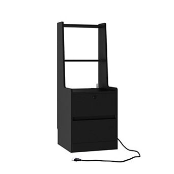 KWPZQEB Smart Wooden Nightstand with Charging Station, Bookshelf & Night Light for Bedroom