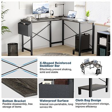 YIORTWO L Shaped Computer Desk with CPU Stand & Side Bag, 50" Corner Gaming Desk