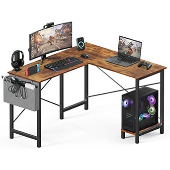 YIORTWO L Shaped Computer Desk with CPU Stand & Side Bag, 50" Corner Gaming Desk