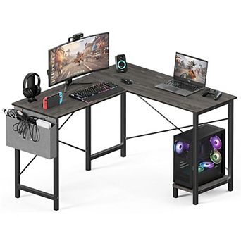 YIORTWO L Shaped Computer Desk with CPU Stand & Side Bag, 50" Corner Gaming Desk