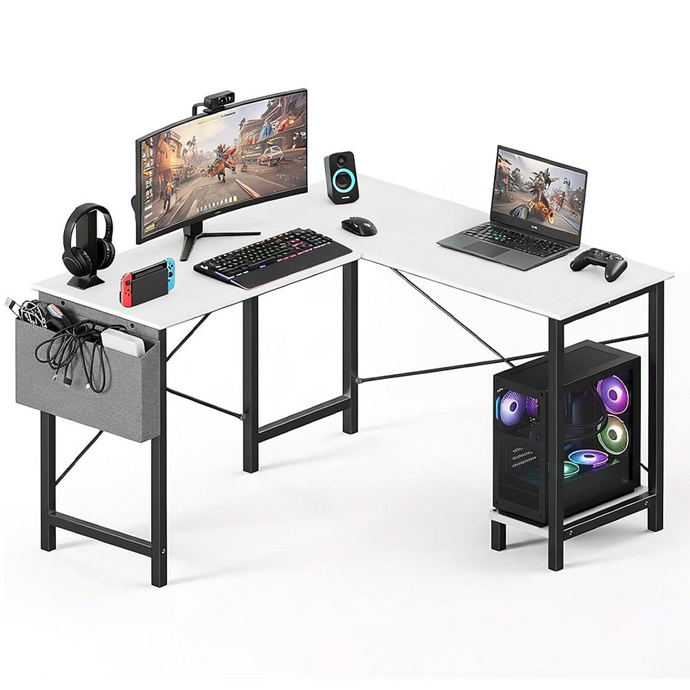 YIORTWO L Shaped Computer Desk with CPU Stand & Side Bag, 50