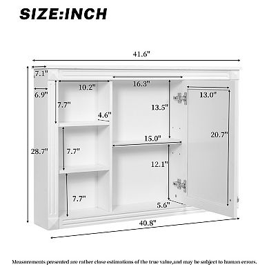 ELEMENT ACE Wall Mounted Bathroom Mirror Cabinet with Adjustable Shelves