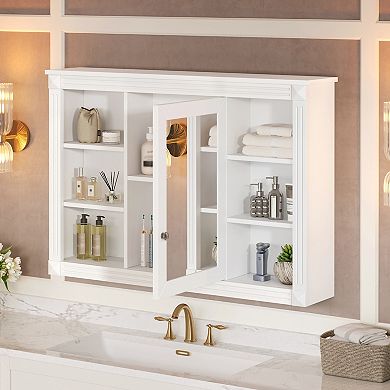 ELEMENT ACE Wall Mounted Bathroom Mirror Cabinet with Adjustable Shelves