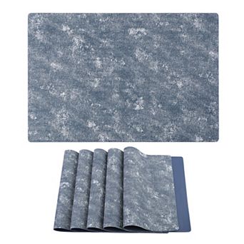 Rectangle Placemats Set of 6 Faux Leather Mats for Table Decor Heat Resistant Mat 17.7x11.8 Inch