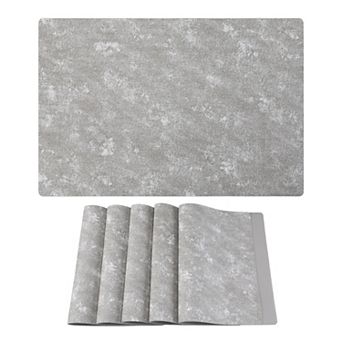 Rectangle Placemats Set of 6 Faux Leather Mats for Table Decor Heat Resistant Mat 17.7x11.8 Inch
