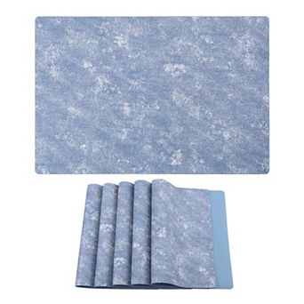 Rectangle Placemats Set of 6 Faux Leather Mats for Table Decor Heat Resistant Mat 17.7x11.8 Inch