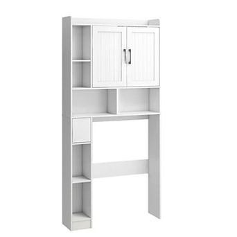 Over The Toilet Storage Cabinet with Single Barn Door, Space-Saving Home Bathroom Organizer Rack