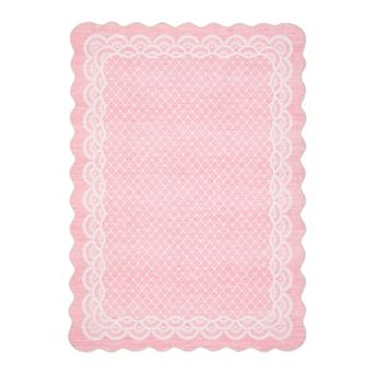 Fashionwu Modern Lace Pattern Scalloped Rugs for Living Room Wavy Edge Carpet Elegant Home Decor