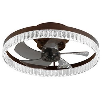 ELEMENT ACE Modern Flush Mount Ceiling Fan with Integrated Energy Efficient LED Light Kit