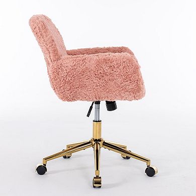 Faux Alpaca Office Chair Wide Seat Reclining Swivel