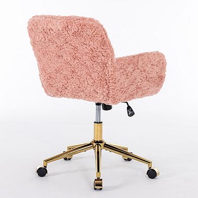 Faux Alpaca Office Chair Wide Seat Reclining Swivel