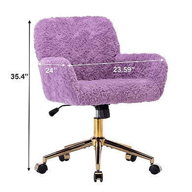 Faux Alpaca Office Chair Wide Seat Reclining Swivel