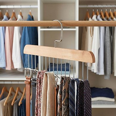 2 Pcs Bra Hangers Wood Tank Top Hanger with 8 Hooks Space Saving Storage for Bras 11 x 0.5 x7.1 Inch