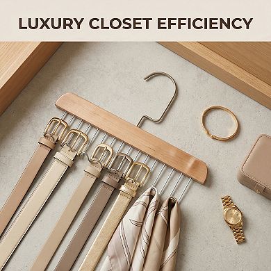 2 Pcs Bra Hangers Wood Tank Top Hanger with 8 Hooks Space Saving Storage for Bras 11 x 0.5 x7.1 Inch