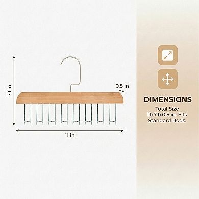 2 Pcs Bra Hangers Wood Tank Top Hanger with 8 Hooks Space Saving Storage for Bras 11 x 0.5 x7.1 Inch