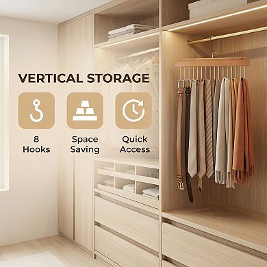 2 Pcs Bra Hangers Wood Tank Top Hanger with 8 Hooks Space Saving Storage for Bras 11 x 0.5 x7.1 Inch