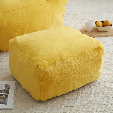 KWPZQEB Shell-Shaped Large Bean Bag Chair with Footstool, Stuffed Accent Sofa for Bedroom