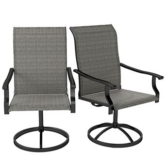Set of 2 Patio Swivel Chairs with 360 Degree Rotation, High Back and Curved Seat