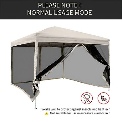 Outdoor Gazebo Canopy with Mesh Netting and Adjustable Height for Patio