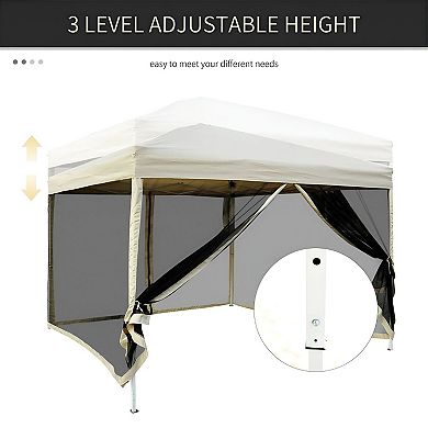 Outdoor Gazebo Canopy with Mesh Netting and Adjustable Height for Patio