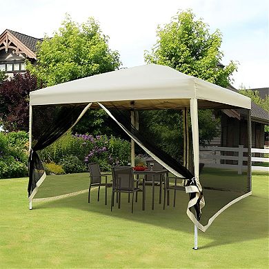 Outdoor Gazebo Canopy with Mesh Netting and Adjustable Height for Patio