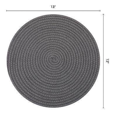 Round Placemats Set of 4 Woven Mats for Dining Table Kitchen Table Mat Wipe Clean 13x13 Inch