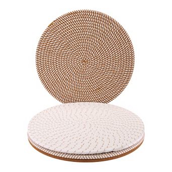 Round Placemats Set of 4 Woven Mats for Dining Table Kitchen Table Mat Wipe Clean 13x13 Inch