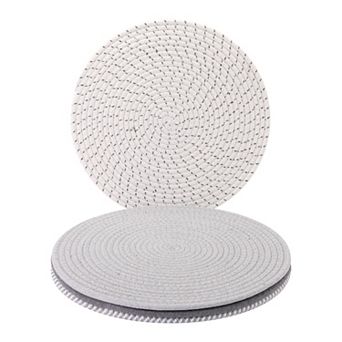Round Placemats Set of 4 Woven Mats for Dining Table Kitchen Table Mat Wipe Clean 13x13 Inch