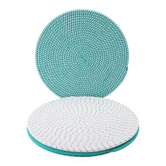 Round Placemats Set of 4 Woven Mats for Dining Table Kitchen Table Mat Wipe Clean 13x13 Inch