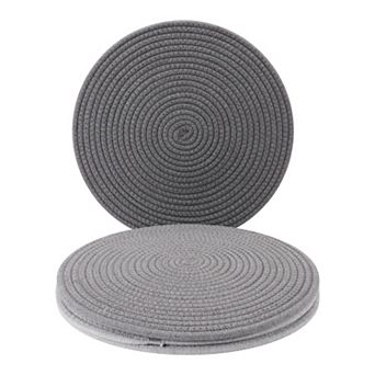 Round Placemats Set of 4 Woven Mats for Dining Table Kitchen Table Mat Wipe Clean 13x13 Inch