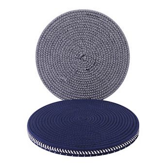 Round Placemats Set of 4 Woven Mats for Dining Table Kitchen Table Mat Wipe Clean 13x13 Inch
