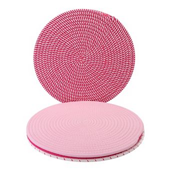 Round Placemats Set of 4 Woven Mats for Dining Table Kitchen Table Mat Wipe Clean 13x13 Inch