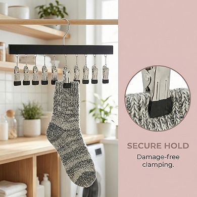 2 Pcs Wood Hat Hangers Wood Hanger with 12 Hooks for Closet Organizer Space Saving 15.4 x 7.7 Inch