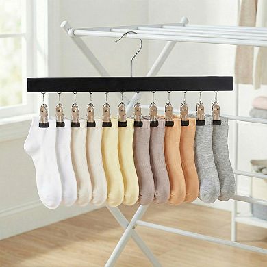 2 Pcs Wood Hat Hangers Wood Hanger with 12 Hooks for Closet Organizer Space Saving 15.4 x 7.7 Inch