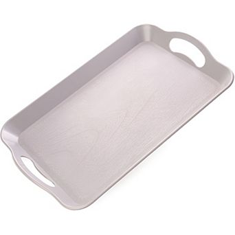 Wood Grain Cafeteria Tray with Handles Food Serving Tray for TV Dinners