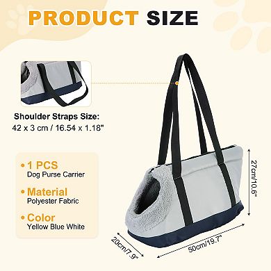 Contrast Color Dog Purse Carrier with Crossbody Strap & Fleece Lining 1Pc
