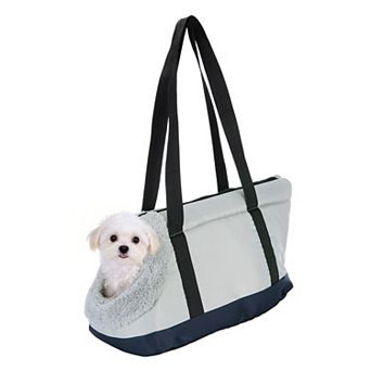 Contrast Color Dog Purse Carrier with Crossbody Strap & Fleece Lining 1 pc