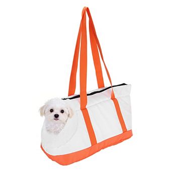 Contrast Color Dog Purse Carrier with Crossbody Strap & Fleece Lining 1 pc