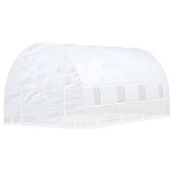 Large Outdoor Greenhouse for Plants with Steel Frame, Mesh Windows and Roll-Up Door