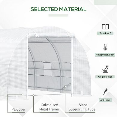 Large Outdoor Greenhouse for Plants with Steel Frame, Mesh Windows and Roll-Up Door