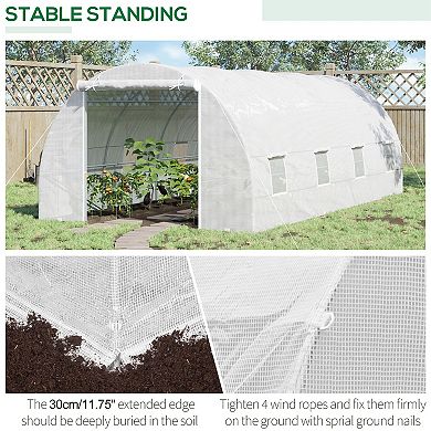 Large Outdoor Greenhouse for Plants with Steel Frame, Mesh Windows and Roll-Up Door