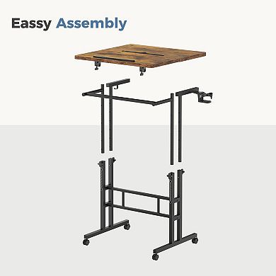 YIORTWO Adjustable Standing Desk with Split Top, Mobile Sit Stand Desk with Wheels