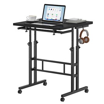 YIORTWO Adjustable Standing Desk with Split Top, Mobile Sit Stand Desk with Wheels
