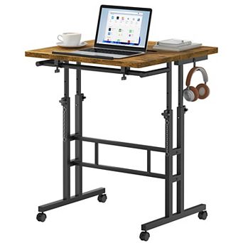 YIORTWO Adjustable Standing Desk with Split Top, Mobile Sit Stand Desk with Wheels