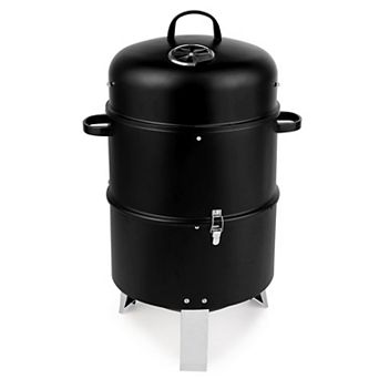 Vertical Charcoal Smoker Grill Double Layer BBQ with Thermometer