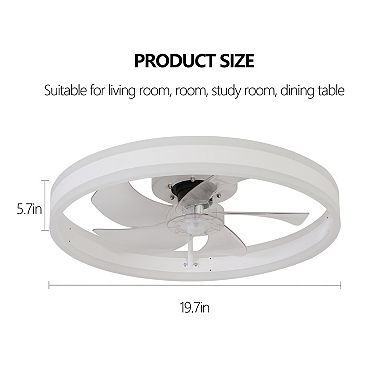 ELEMENT ACE Modern Flush Mount Ceiling Fan with Dimmable LED Light and Remote Control