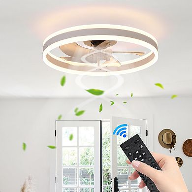 ELEMENT ACE Modern Flush Mount Ceiling Fan with Dimmable LED Light and Remote Control